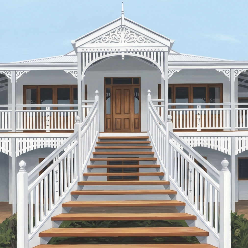 Grand colonial funnel shaped stairs